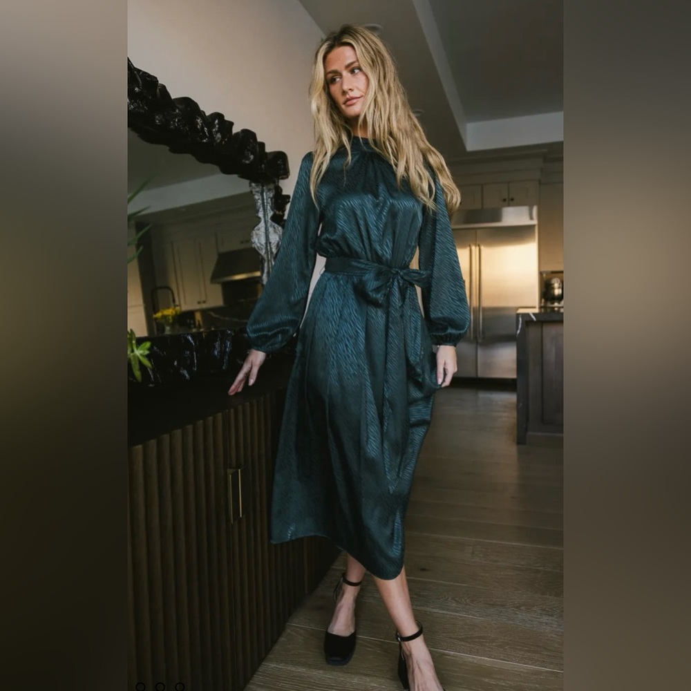 ARIANA ZEBRA MIDI DRESS IN TEAL